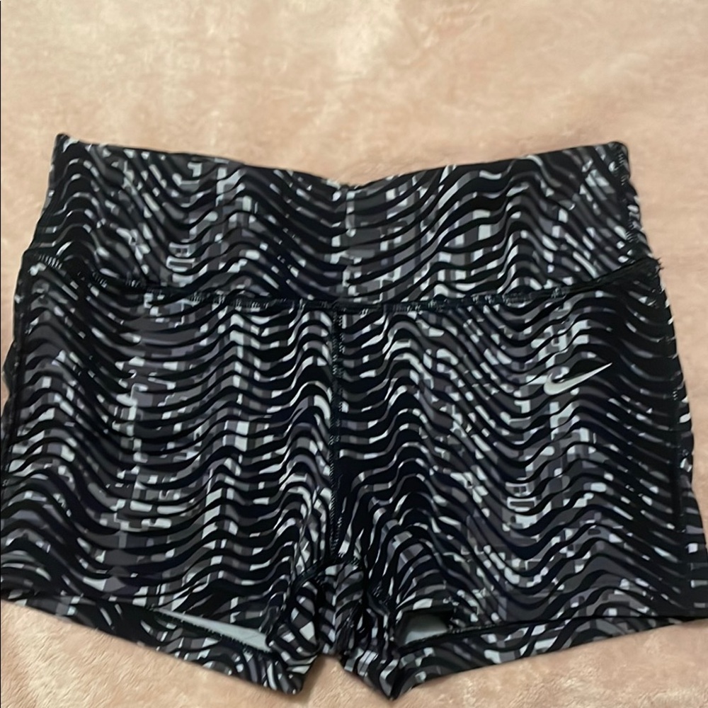 Nike Black and White Athletic Shorts with Dynamic Pattern
